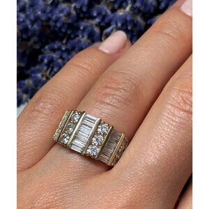 925 STERLING SILVER GOLD PLATED CZ RING SIZE 6